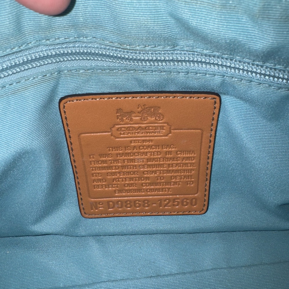 Coach Cream and Blue Small Tote Bag with Plaid Design - Picture 2 of 4